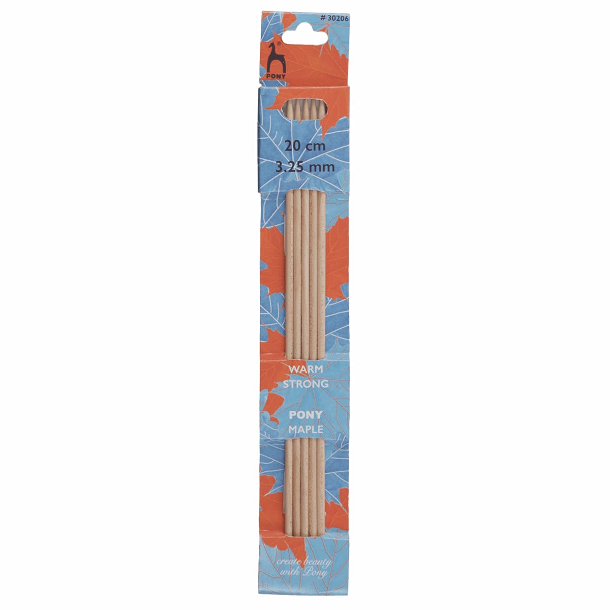 Pony Double Ended Maple Wood Knitting Pins - 20Cm x 3.25mm, Set of 5