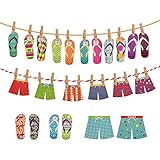  Luau - Guirnalda tropical hawaiana para colgar en verano, playa, suministros para fiestas tropicales, decoración de fiestas, decoración para el hogar