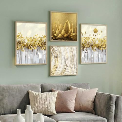 Image of kotart Aesthetic Modern Wall Decor Paintings with Frame for Home Decoration - Painting for Living Room Bedroom - Painting for Wall Decoration Set of 4 (Art 10, Big (13x17 or 13x13 inch))