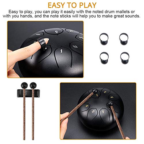 Tambor lengua de acero 6 pulgadas 8 tonos con baquetas miniatura 4