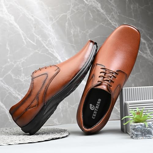 Image of Centrino Formal Shoes for Men | Lightweight Comfortable Office Shoes for Man Stylish | Cushioned Insole Lace-Up Shoes for Men | Durable TPR Sole | Trendy Classic Design Footwear for Men (8117)