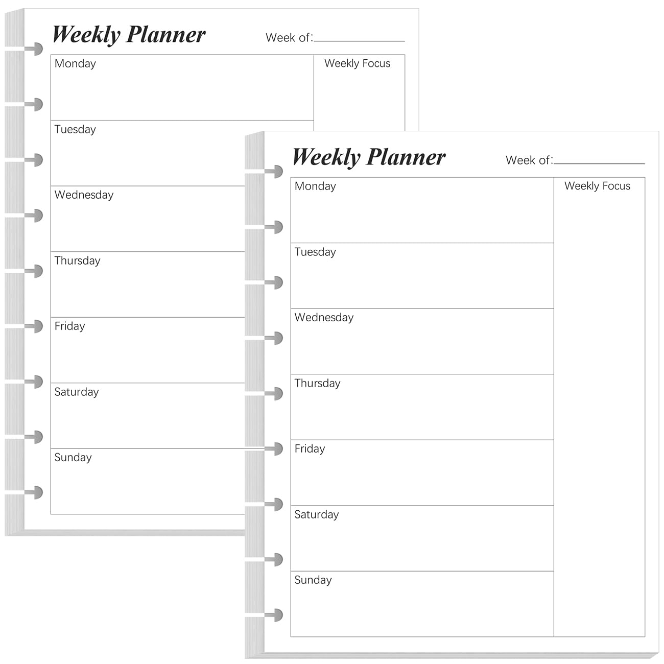 Photo 1 of (2-Pack) Classic Size Weekly Planner Refills - 9 Disc Weekly Planner Paper for Happy Planners Insert, 106 Sheets/212 Pages, 100gsm White Paper, Lasts 2 Year, Undated, 7" x 9.25",