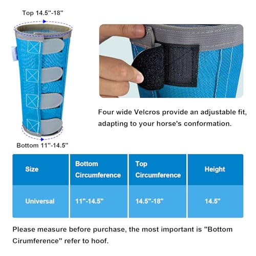 Image of Reflective Horse Fly Boots Set of 4, Loose Fitting Leggings for Horses, Equine Fly Leg Wraps Socks for 4 Legs, Breathable Adjustable and Universal Fit, Reliable Stay Put and on (Sky Blue)