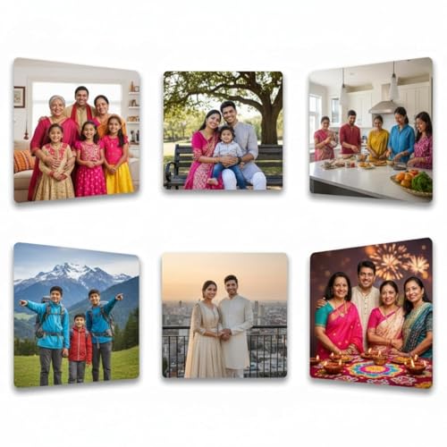 Image of Customized Photo Fridge Magnets Set of 6 - 2x2 inch Premium Metal Picture Magnets | Personalised Photo Print for Fridge, Office Boards & Home Decor | Custom Gift for Birthday, Anniversary, Memories