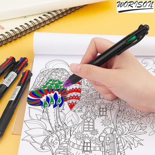 Image of worison Baile 2 Pc Multicolor Ballpoint Pens 4-In-1, 0.7Mm Colored Retractable Ballpoint