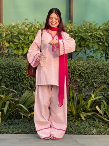 Image of ANNI Designer Cora Cotton Farshi Salwar Suit for Women | Farsi Style Kurti | Farasi Kurta with Dupatta | Parsi Ethnic Dress | Indian Office Party Traditional Clothing Fashion Wear