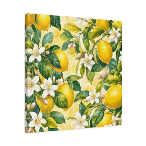 Décoration murale citrons aquarelle 60x60 pour masquer un mur vide de cuisine