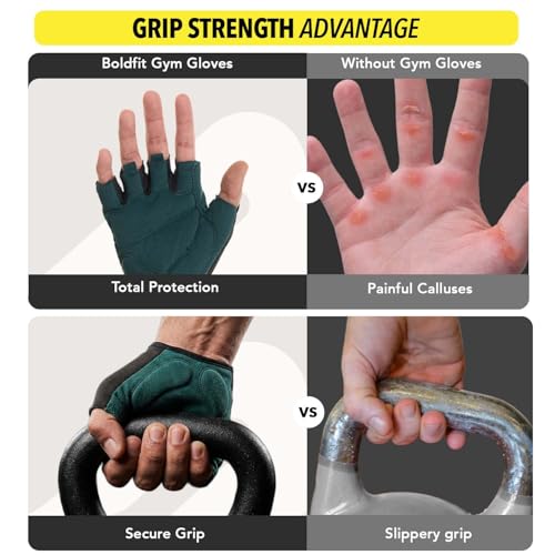 Image of Boldfit Gym Gloves for Men Workout Unisex Cushion Hand Gloves for Gym for Men for Cycling, Weightlifting, Workout Comfortable Fit Bike Riding, Cycling Handgloves