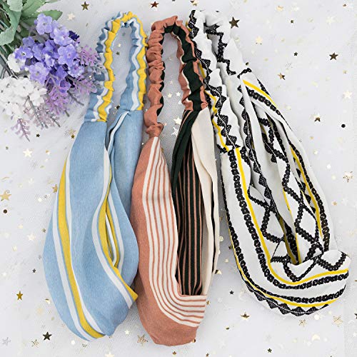 12 Colors Women Headbands Boho Headbands Turban Twisted Hair Bands Summer Sport Headband Elastic Hair Bands Criss Cross Hair Wrap Hair Accessories Mother’s Day Gift for Women Girls by EAONE
