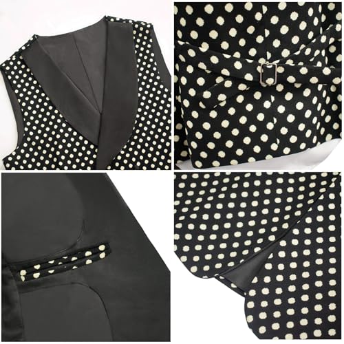 Men's Formal 3 Pieces Polka Dots Slim Fit Shawl Lapel One Button Tuxedo Jacket Blazer Pants for Wedding Grooms Prom4