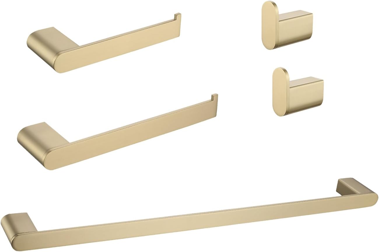 5-Piece Brushed Gold Stainless Steel Bathroom Hardware Set for Bathroom, Toilet, Kitchen