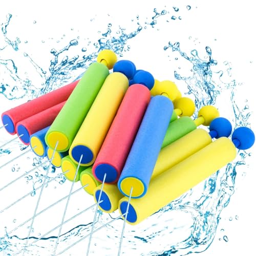 12 PCS Pistole ad Acqua di Colori, 21.5 cm Pistola ad Acqua in Schiuma per Bambini, Pistola Acqua Giocattolo, Fucile ad Acqua per Piscina, Giardino, Esterno Giochi Spiaggia, Giochi Acqua per Bambini