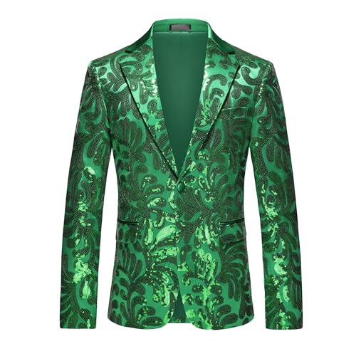 Men's Sequin Suit Set – Slim Fit Wedding Suit 2 Piece, One Button Floral Tuxedo Blazer & Pants for Party, Prom, Disco2