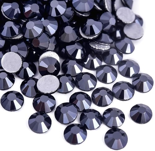 Image of 144pcs DIY Glass Flatback Rhinestones for Bedazzling,Round Crystal Gems for Nail Art,Stage Makeup,Clothing,Bag Decoration 0.31 inch 8mm SS40 Jet Hematite