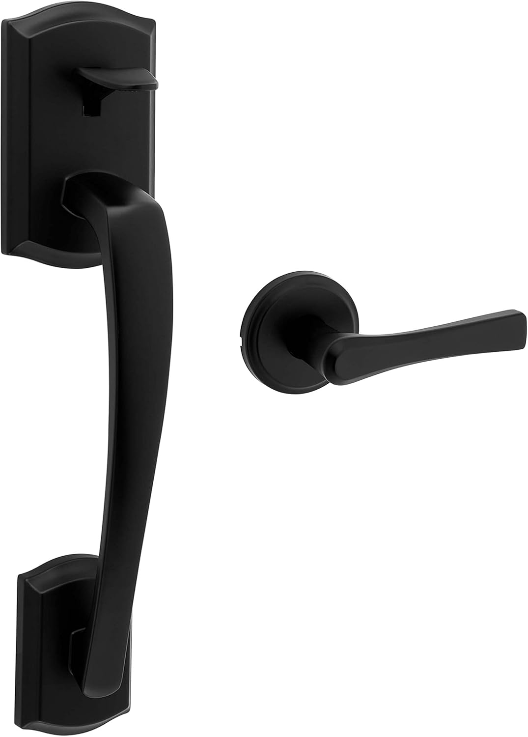 Weiser Prescott/Katella Matte Black Door Handle Set, Exterior Modern Home Décor Left Handed