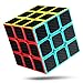 cfmour Speed Cubes (Quadrato al Centro),Cubo di Rubix 3x3,Carbon Fiber Sticker Smooth Speed Rub liks cubo 3x3,Cubo Magico, Versione migliorata, 5.7cm Nero