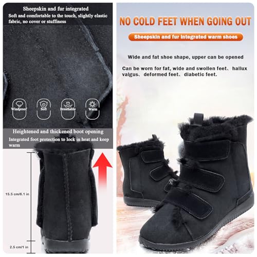 Extra Width Diabetic Shoes for Womens Winter Snow Boots Warm Plush Lined Non Slip Ankle Shoes with Adjustable Lightweight Outdoor Boot for Swollen Feet 5