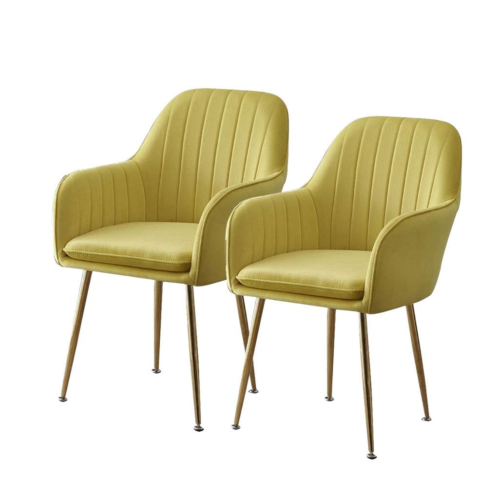 SJIALEN Kitchen Dining Chairs,Counter Lounge for Dining and Living Room Chairs Plating Leg Velvet Reception Chair Kitchen Chair (Color : Yellow)