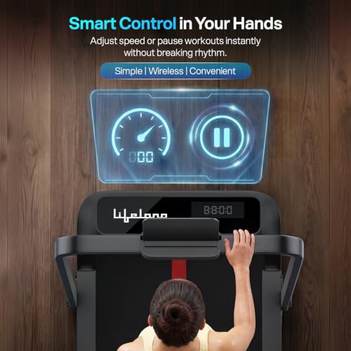 Image of Lifelong 4 HP MotorizedTreadmill for Home|2-Level Manual Incline |Speed 1-10 km /h |LED Display|12 Workout Programs |100 kg Capacity |Gym Equipment for Home Workout| Foldable Handle| iPad & Phone Stand