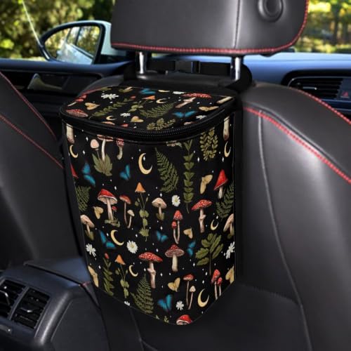 Image of Hanging Garbage Bin Mushroom Butterfly Floral Cute Car Accessories Multipurpose Trash Bin Decoration Car Interior for Women Men