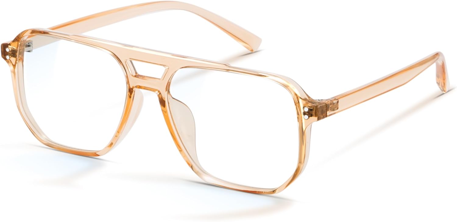 livho Vintage Aviator Blue Light Blocking Glasses, Fashion Oversized Frames with UV Protection Coating, Unisex Design