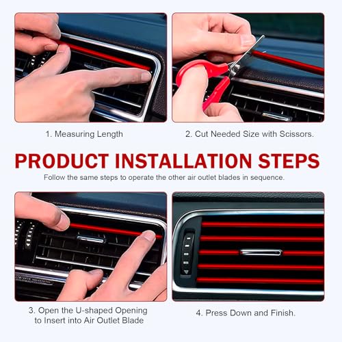 Image of 20PCS Car Vent Outlet Trim, Bendable Air Conditioner Vent Decoration Strip, Universal Auto Air Oulet Strips, for Most Vehicles (Red)