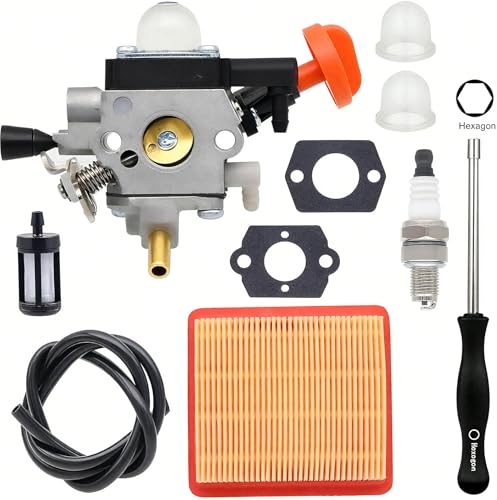 FitBest Carburetor FS91 with Tune up Kits for Stihl FS89 FS89R FS91R FC91 FC96 FS111 FC111 FS111R FS111RX KM91 KM91R KM111R HT102 HT103 Trimmer Brushcutter 4180-120-0615 Carb