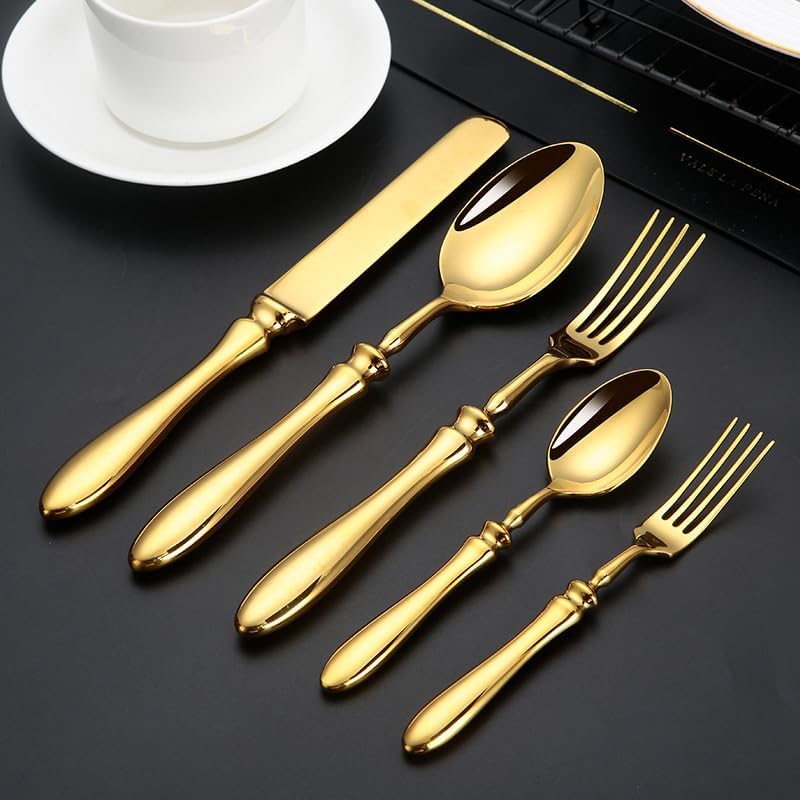 Cutlery sets, 6/24/36/48/60/72 pieces, 308 stainless steel oval-handled knife, fork and spoon five-piece set, including steak knife and dessert spoon, household cutlery set.,Silver-72 Pieces for 12