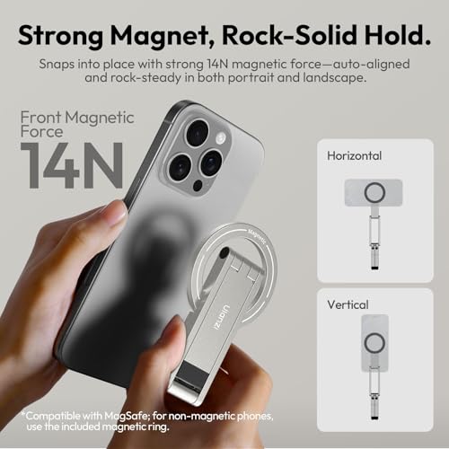 Image of ULANZI MA60 Magnetic Phone Tripod, Aluminium Mini Tripod for iPhone Silver