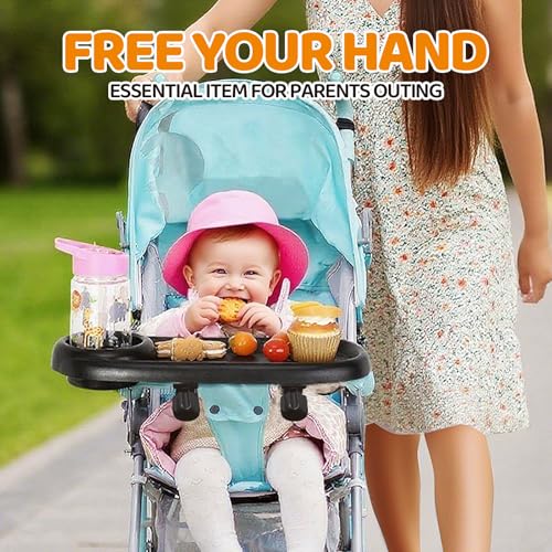 3-in-1 Universal Baby Stroller Snack Tray Accessory, with Phone Holder and Cup Holder, Detachable Baby Travel Equipment Accessories