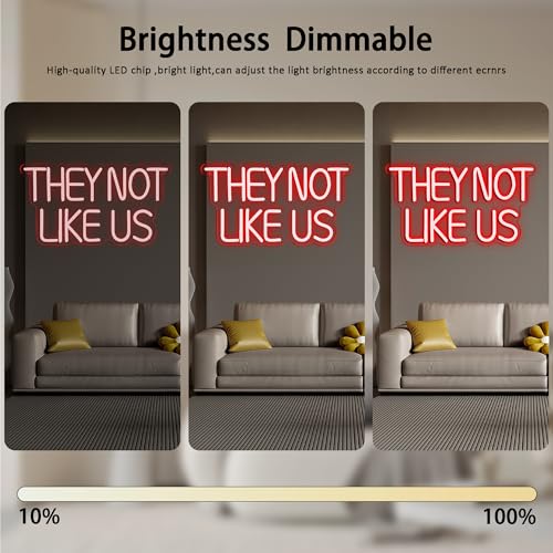 Image of They Not Like US Neon Sign, Dimmable LED PgLang Music Neon Signs for Wall Decor, Christmas Ornamentm Black Culture Neon Light Kids Wall Art Room Bedroom Birthday Gift(15.7 * 8.6 In)