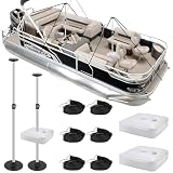 TeBaisea Pontoon Boat Cover Support Poles System 2 Pack, Adjustable Aluminum Support Poles with Weight Bag and Webbing Strap, Suitable for Pontoon, Jon, V Hull Boat Covers