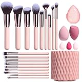 Brocha de maquillaje con doble cepillo baja de precio Brochas de Maquillaje Profesional 25 Piezas kit,Con 1 Soporte Para Brochas De Maquillaje,5 Puff Set Y 18 Piezas Brochas,Set...