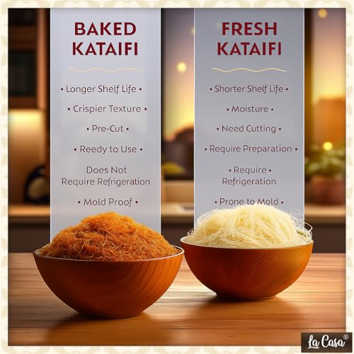 Image of La Casa Baked & Shredded Kataifi | Ready to Use Crushed Kadaifi, Roasted Shredded Phyllo Dough for Dubai Chocolate, Knafeh, Kunafa, Pistachio Chocolate Bars and Pastry Toppings | 175g |