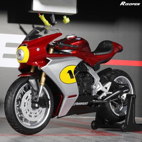 Image of 1 /12 Motorcycle Model Toy for MV Agusta Superveloce AGO Alloy Die-cast Motorcycle Model for Welly No Assembly Required Mini Racing Moto Collection Gift for Adult (Red)
