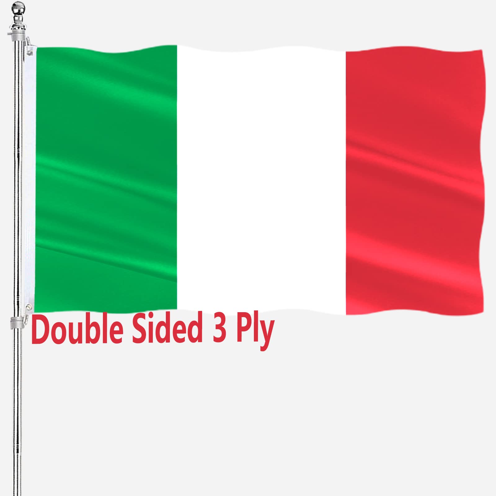 Italy Italian Flag 4x6 Double Sided for Outdoors 3 Ply 200D Vivid Color Heavy Duty Polyester and Durable Canvas Header