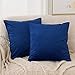 Deconovo Confezione da 2 Federe Cuscini Divano Quadrati in Velluto e Cerniera Invisibile Decorativi per Soggiorno Camera da Letto Bambini Blu Navy 45x45 CM