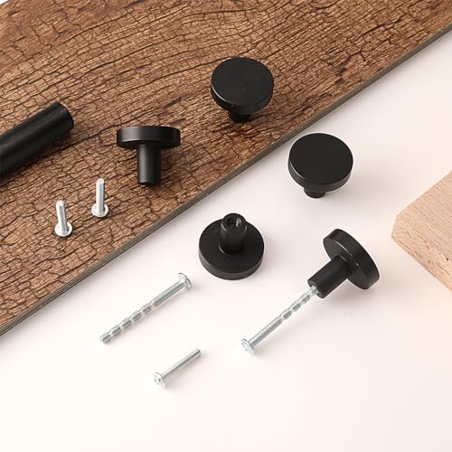 DIVINA VITAE 10 Pcs Black Drawer Knobs Round Cabinet Door Knobs Matte Black Single Hole Drawer Knob for Cabinets and Drawers Round - Image 4