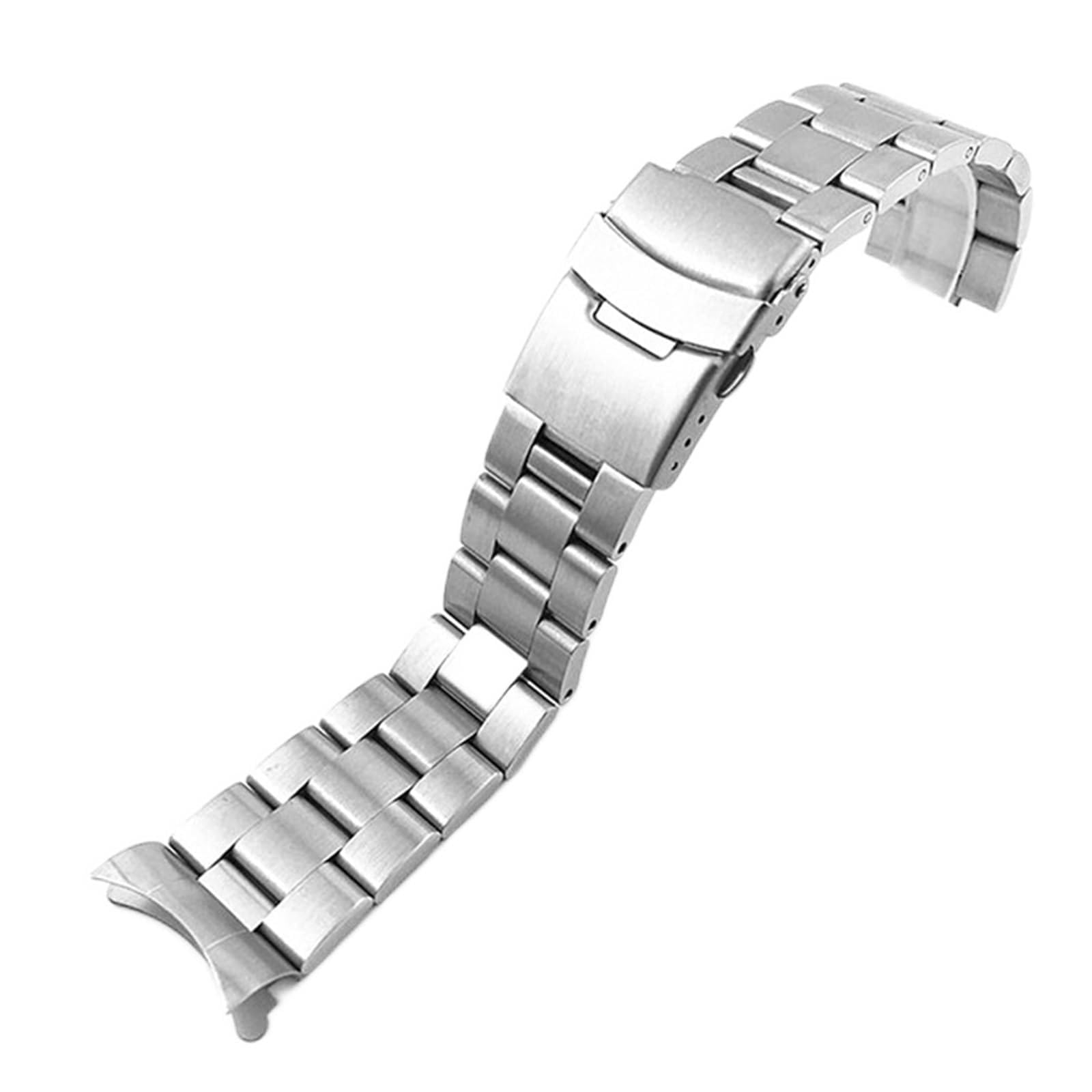 Pasek do zegarka z szybkozłączką, Solidny zakrzywiony koniec 18mm 19mm 20mm 21mm 22mm 24mm pasek do zegarka ze stali nierdzewnej srebrny czarny matowy metalowy pasek bransoletka pasek na nadgarstek