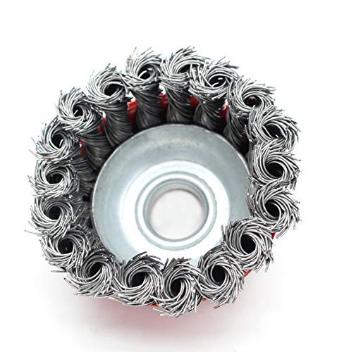 Image of 3 inch Heavy-Duty Knotted Twisted Bowl Brush, Cup Power Brush, Flat Head Set Angle Grinder Rust Paint Wire Brush, Center Hole Diameter 0.6 inch, 3 Pcs