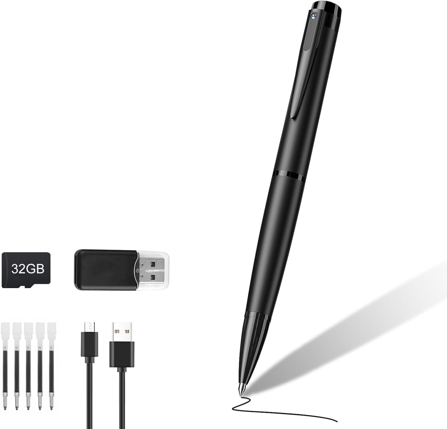 Mini caméra de sécurité HD 1080p avec enregistrement en boucle | 32 Go de stockage local, fonctionnement à un bouton, mini caméra corporelle pour intérieur et maison (noir mat), sans WiFi