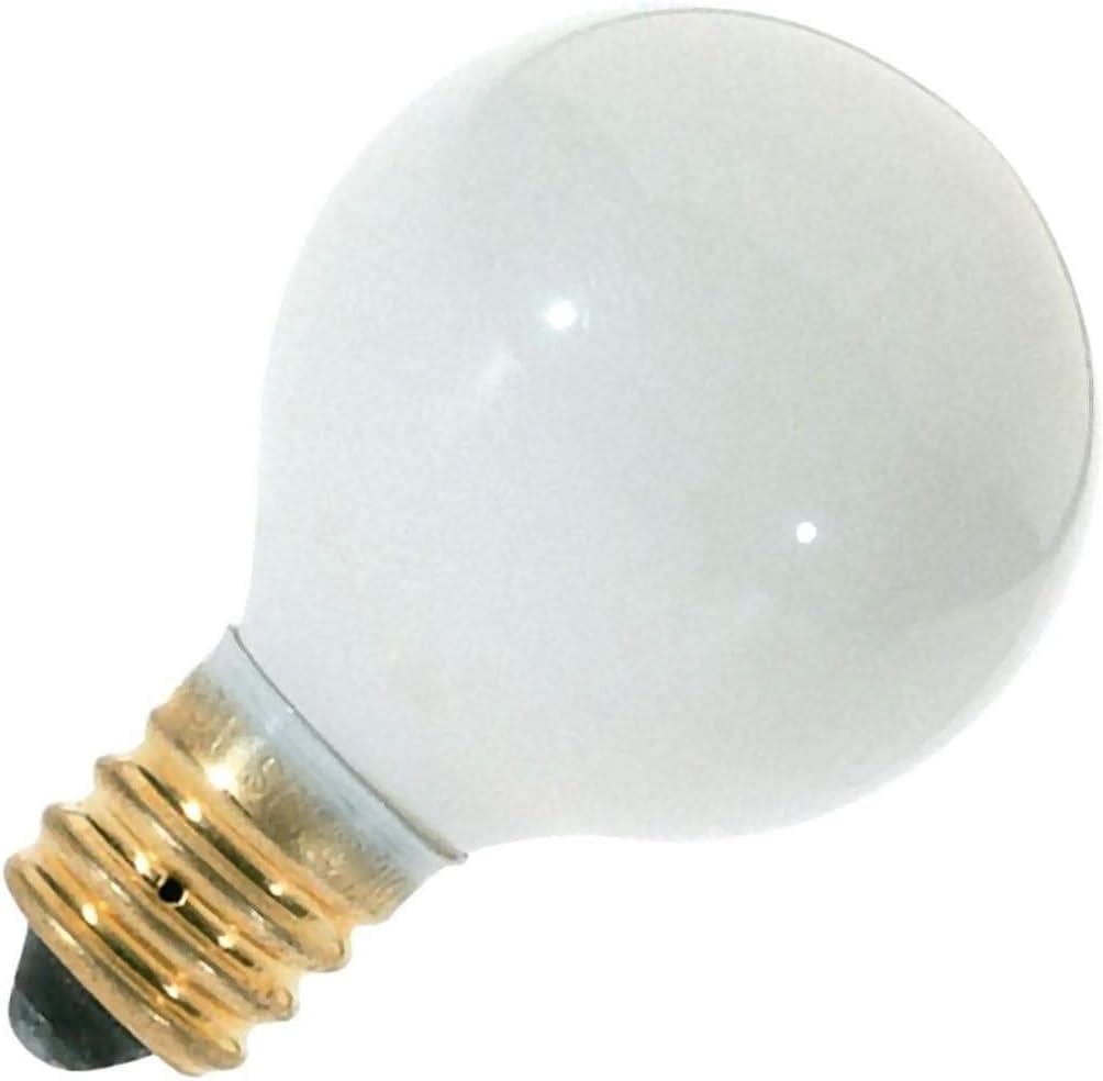 Satco S3864 120V Round Candelabra Base 10-Watt G8 Globe Light Bulb, Glossy White