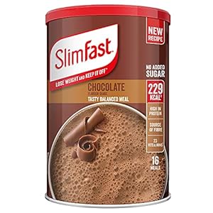 SlimFast Maaltijdvervangende shake voor gewichtsverlies en evenwichtige voeding, vitaminen en mineralen, caloriearm, eiwitrijk, chocoladesmaak, 16 porties, 600 g, verpakking kan variëren