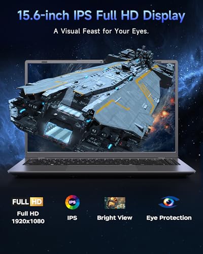 Image of 2026 Laptop, Pentium Gold 6500Y Processor(Up to 3.4GHz),12GB RAM 256GB SSD,15.6 Inch FHD IPS Display, 5000mAh Battery,Type-C,Portable Laptops Computer for Business Office Home