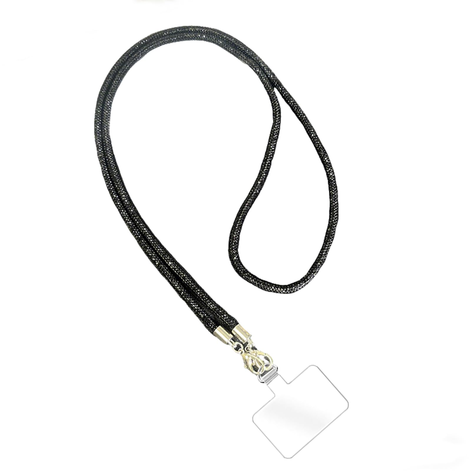 Wangqiuqiu Black Phone Lanyard Crossbody,Glitter Rhinestones Phone Lanyard With Patch,Universal Phones Lanyards,Fashionable And Convenient,Compatible With Mobile Phones, Id Cards And Keys( 68 Cm)