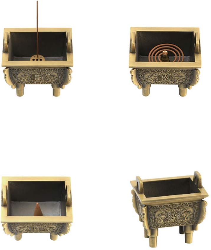 Incense Burner Holder, Vintage Ding Incense Stick Burner, Tower Incense Holder, Coil Incense Burner, SMALL Size for Cone, Tower Incense, 2H Coil Incense, Short Stick Incense, Home Ornaments (Bronze)