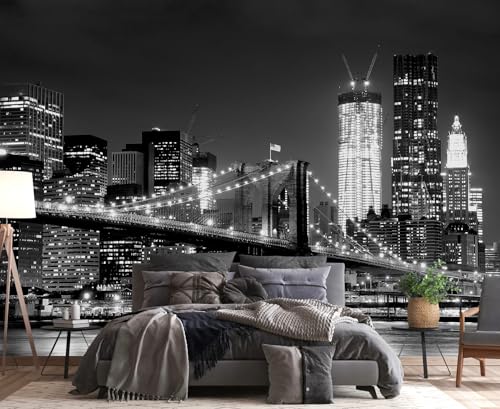 PYFFYP- Black City Night Wallpaper murals for Living Room?Not Peel and Stick?