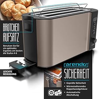 Arendo - Wasserkocher mit Toaster SET Edelstahl Beige, Wasserkocher 1,5L 40° 100°C Warmhaltefunktion Toaster 4 Scheiben LED-Display 6 Bräunungsgrade Brötchaufsatz