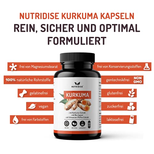 Nutridise® Kurkuma Kapseln – Kurkuma Ingwer Kapseln hochdosiert – Kurkuma Extrakt, Bio-Ingwer und schwarzer Pfeffer - 90… - Image 5