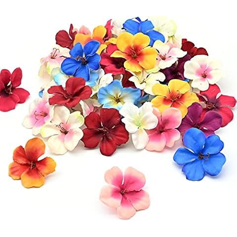 Yibang 50Pcs Artificial Orchid Flower Heads, Silk Flower Head 6cm Handmade Crafts, Fake Orchid Flowers Head for Home Wedding Wreath Scrapbooking DIY Craft Accessories, Mixed Color Cover